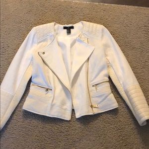 White Textured H&M Moto Jacket